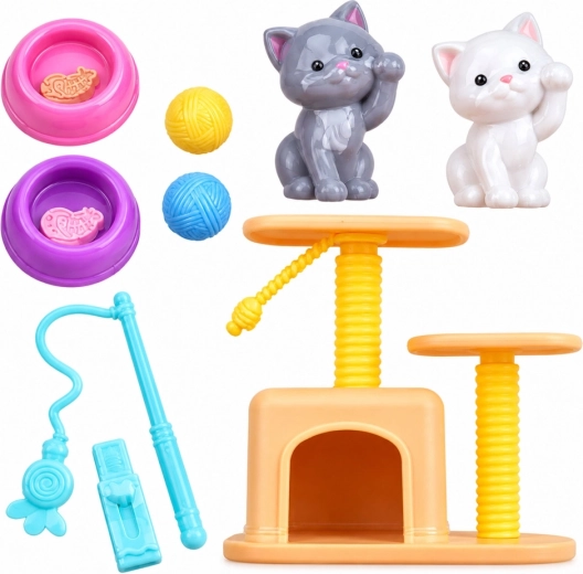 Kattenhoekje: 2 kittens, krabpaal en bakjes