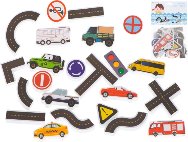 Foam puzzel voor in bad met stadsstijl