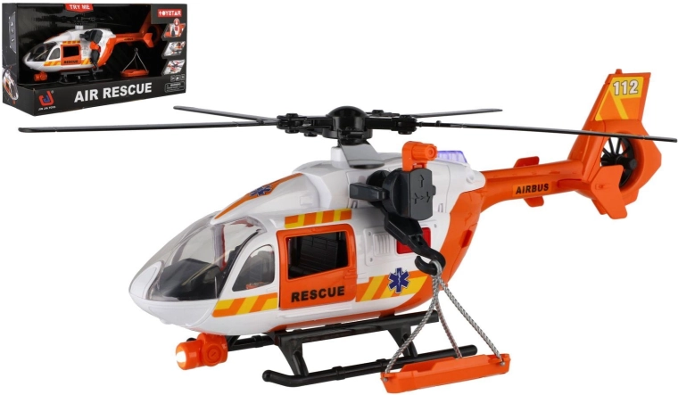 Batterij-aangedreven reddingshelikopter met licht, geluid en lier 32 cm