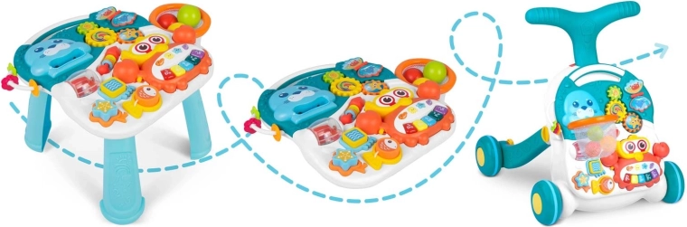 3-in-1: loopwagen, tafel en speelpaneel