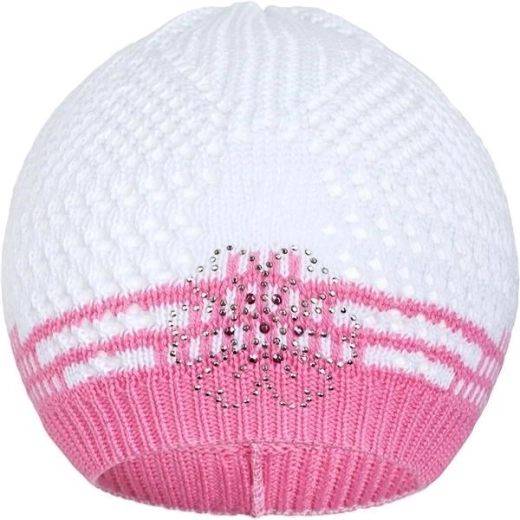 Gebreid mutsje New Baby bloemetje roze