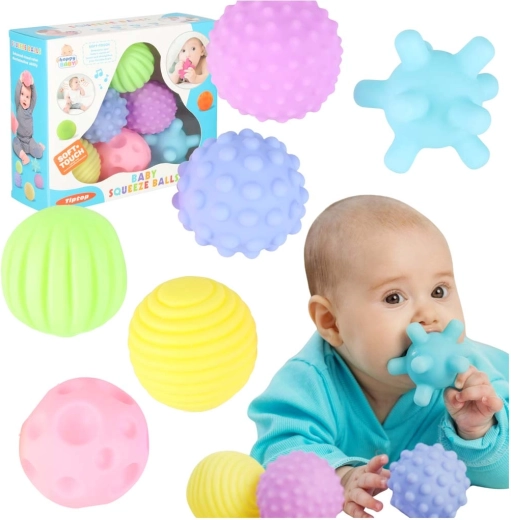 Sensorische zachte ballen voor baby’s, set van 6 stuks