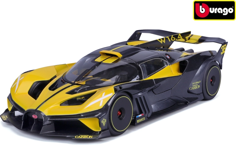 Bburago Bugatti Bolide metalen model op schaal 1:18 zwart/geel