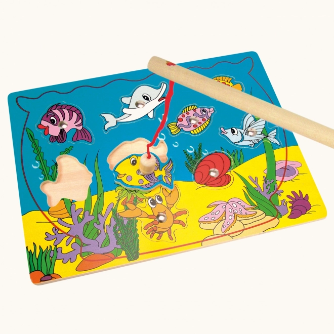 Bino magnetisch aquarium – vissen vangen, houten speelgoed
