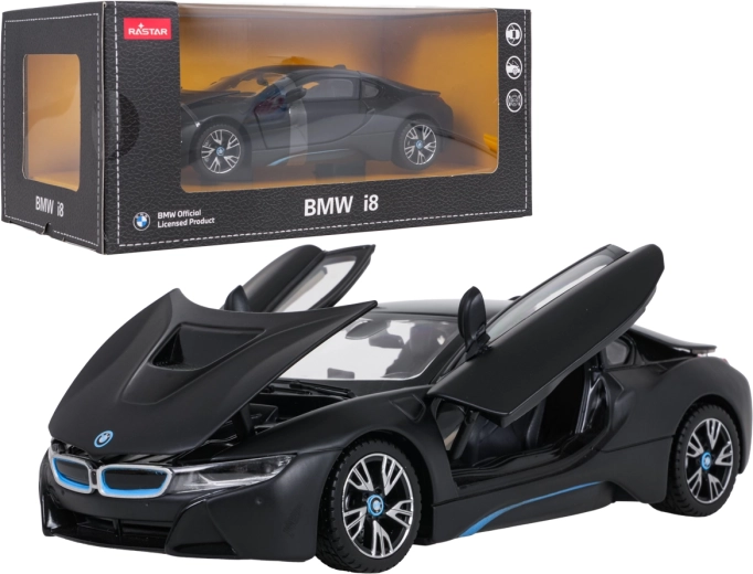 Metalen model BMW i8 op schaal 1:24, zwart RASTAR