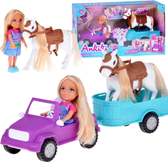 Ankiki speelset boerin met paard, auto en aanhanger