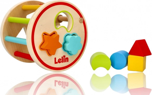 Houten ronde sorteerkist met vormen Lelin