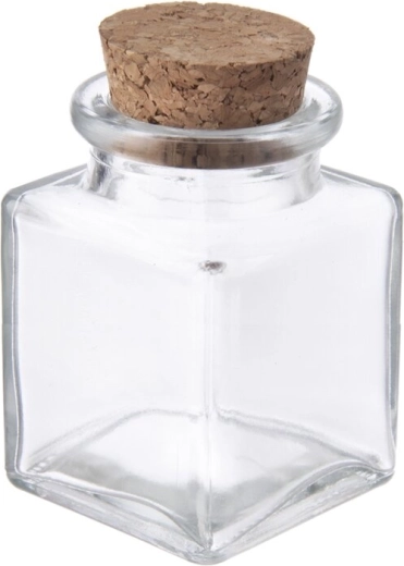 Klein glazen potje met kurken stop 80 ml