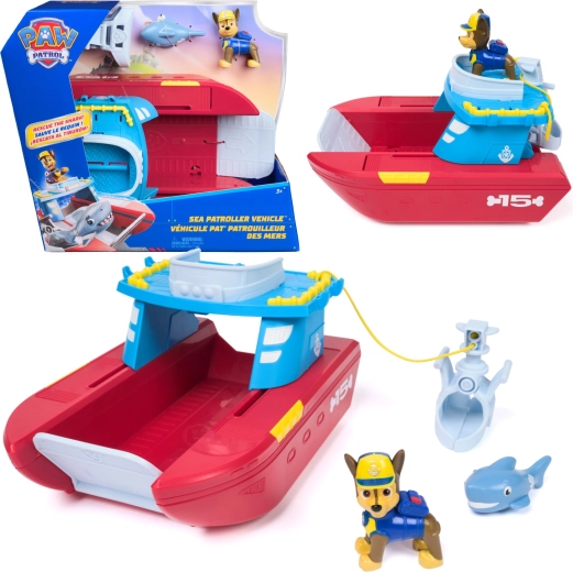 Spin Master PAW Patrol Sea Patroller – reddingsboot van de kustwacht met Chase-figuur en haai