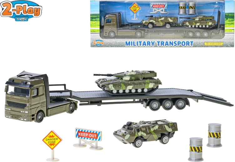 2-Play Traffic militair transportvoertuig met gepantserde voertuigen 1:60