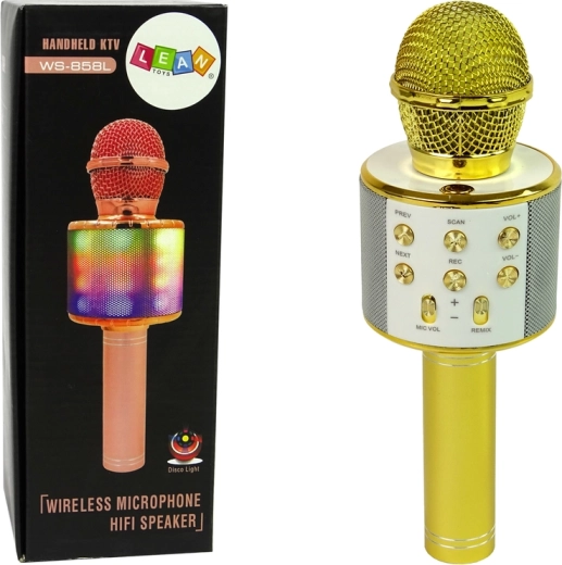 Draadloze USB-microfoon Luidspreker Karaoke Opname Model WS-858 Goud
