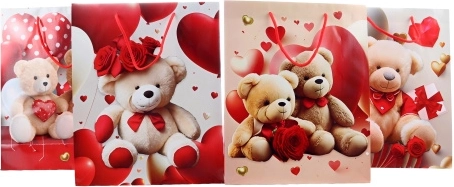 Cadeautas met beren- en hartjesmotief