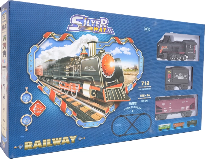 Retro treinbaan met rook, licht en geluid