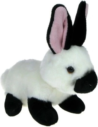 Pluchen konijntje zwart-wit 19 cm