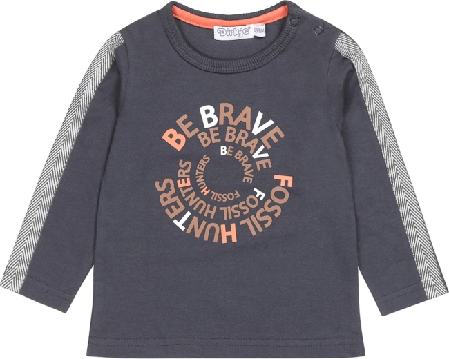 Dirkje jongensshirt met lange mouwen donkerblauw en oranje, maat 80