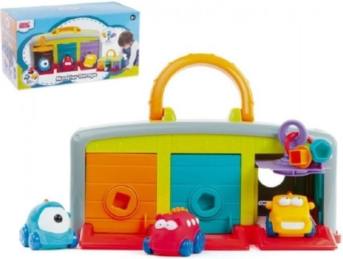 Garage voor autootjes met drie auto's en accessoires