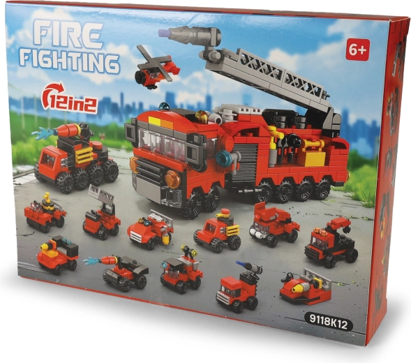 Bouwset brandweervoertuigen 12-in-1
