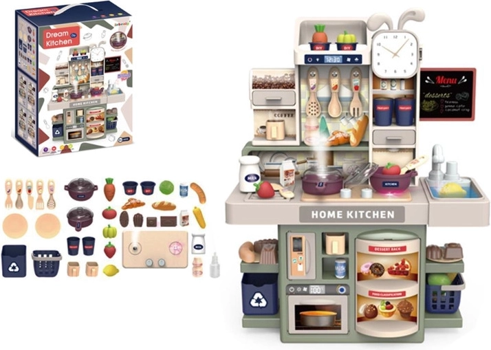 Kinderkeuken met stoom, licht en accessoires 42 cm