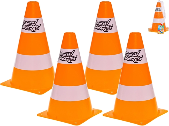 Set van 4 kunststof verkeerspionnen 24 cm