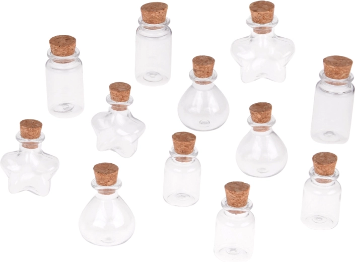 12 gevormde mini-flesjes met kurk