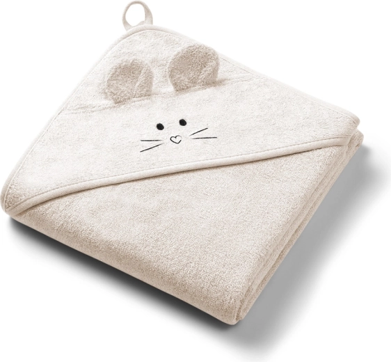 Babyono bamboe badcape met capuchon super soft light beige 100 × 100 cm
