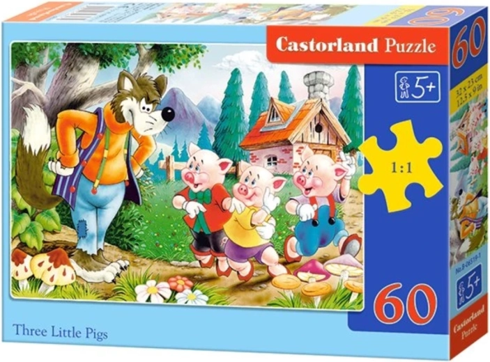 Kinderenpuzzel De drie biggetjes, 60 stukjes