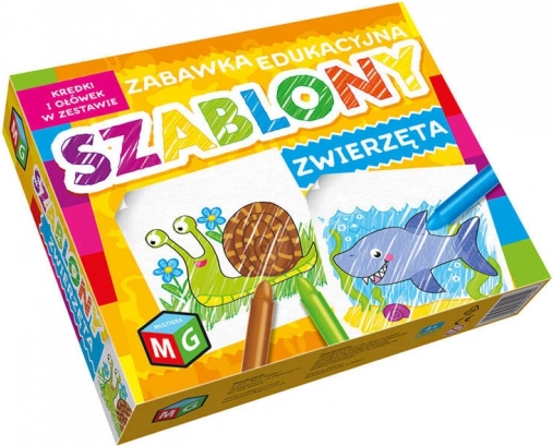 Diersjablonen met kleurpotloden, creatief set
