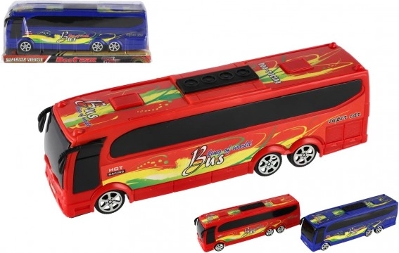 Plastic bus met wrijvingsmotor 25 cm in doos