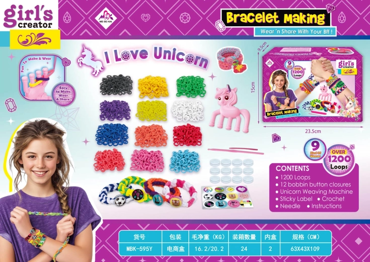 Set voor het vlechten van elastiekjesarmbanden met accessoires