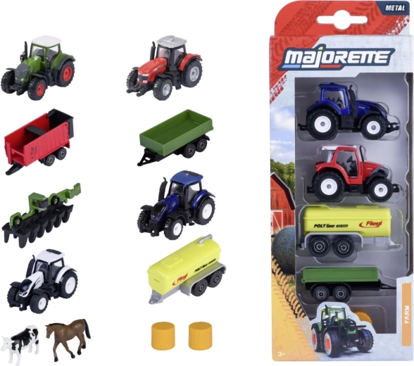 Metalen landbouwvoertuigen met accessoires - 5 stuks