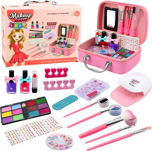 Kinder make-uptasje met nagelset en nageldroger