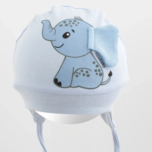Katoenen baby-mutsje New Baby Happy Elephant blauw