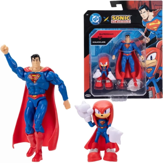 Jakks Pacific set figuren Knuckles als Superman en Superman (Sonic the Hedgehog x DC Comics)