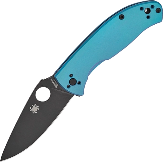 Vouwmes Spyderco Tenacious Blue, titanium handgreep, zwarte lemmet 8,5 cm