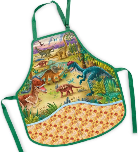 Kinderwerksschort voor handvaardigheid Dinosaurus 50 × 55 cm - 1 stuk