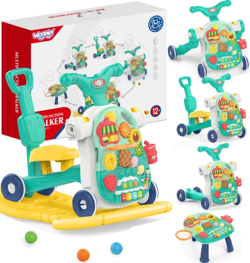 Multifunctionele loopwagen 5-in-1 WOOPIE BABY blauw 1+