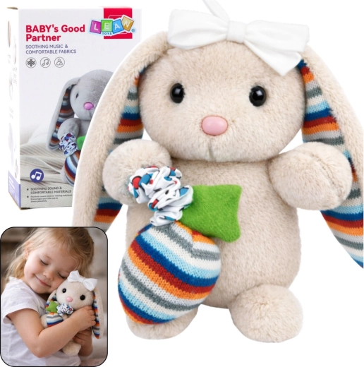 Zacht pluchen konijntje met speeldoos – beige knuffeldoekje voor baby’s