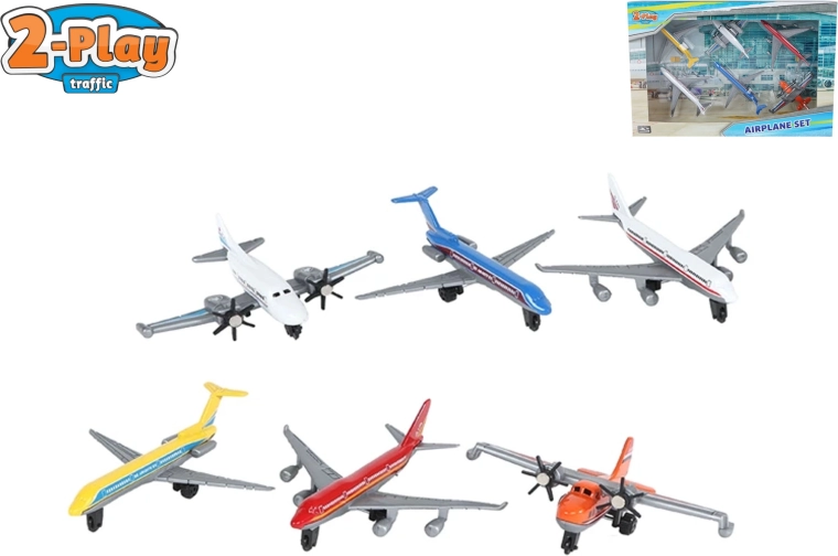 Set verkeersvliegtuigmodellen 2‑Play Traffic – 6 stuks