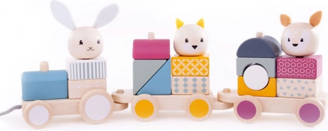 bigjigs baby houten treintje om te trekken met diertjes van fsc-hout