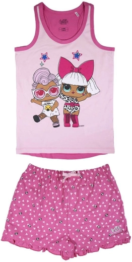 Damespyjama LOL in roze-frambooskleur