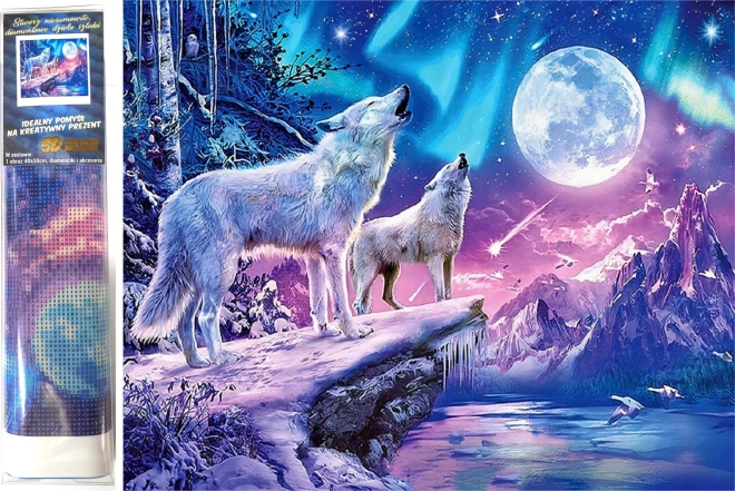 diamond painting wolven bij volle maan 30 × 40 cm