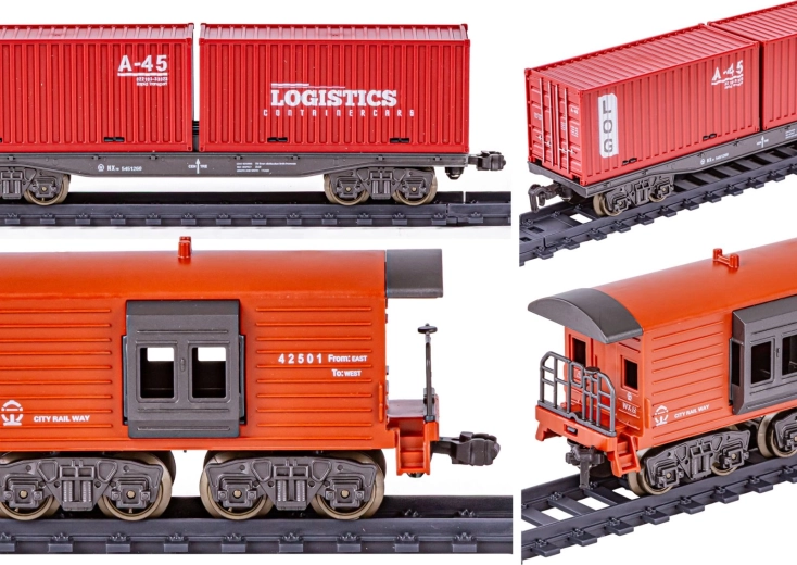 Grote set met 5 wagons en accessoires