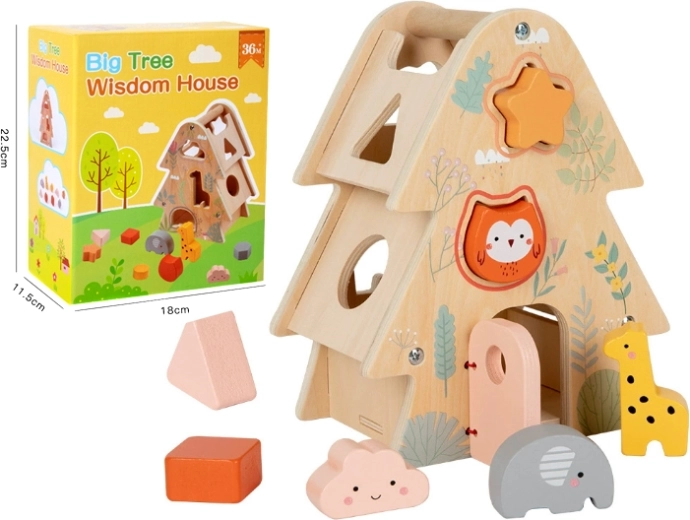Houten educatieve boom-puzzel – kleurrijke vormen voor kinderen vanaf 2 jaar