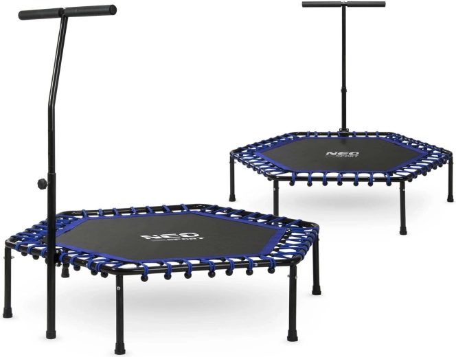Fitness-trampoline Neo-Sport met handgreep 127 cm zeshoekig blauw