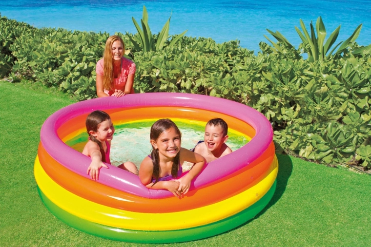 opblaasbaar kinderzwembad vierkleurig 168 × 46 cm INTEX