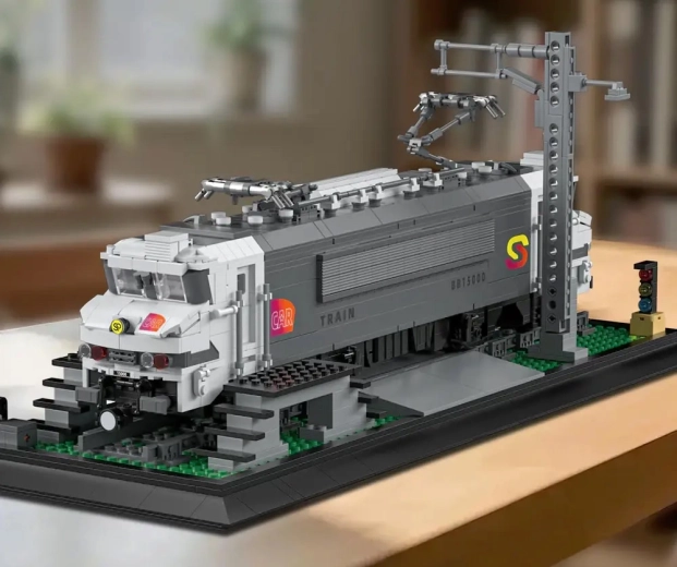 Diorama met spoorwegelementen