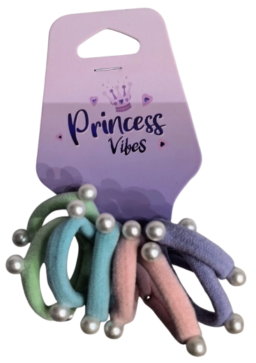 PINK set pastelkleurige haarelastiekjes met kraaltjes 8 stuks
