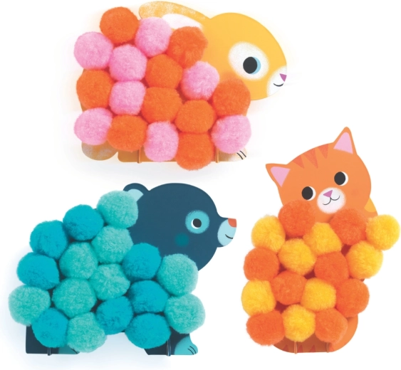 Zachte, tactiele collage met pompons