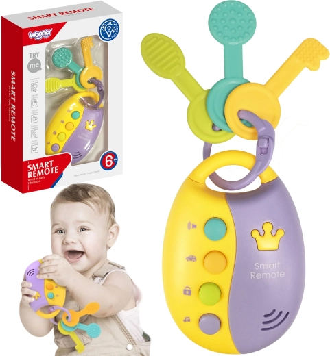 Woopie baby interactieve sleutels met slimme afstandsbediening 2-in-1 – rammelaar en bijtring