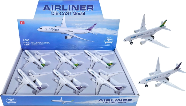 Metalen vliegtuigmodel Airliner met terugtrekmechanisme 1:660